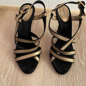 Donna Karan Collection Gold Black Cage Sandals